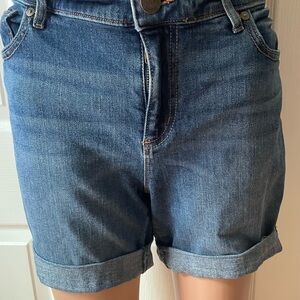 LOFT Blue Jean Shorts High-Waisted Cuffed